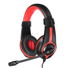Наушники с микрофоном Оклик HS-L200 черный/красный 2м мониторные оголовье (Y-819)