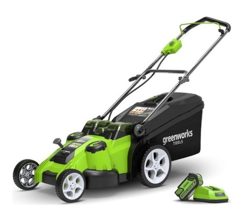 Greenworks Газонокосилка аккумуляторная G40LM49DB, TwinForce, {40V, 49 см, без АКБ и ЗУ} [2500207]