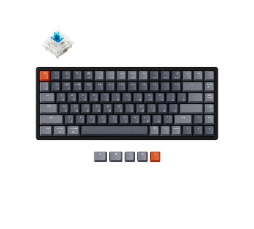 Беспроводная механическая клавиатура Keychron K2, 84 клавиши, алюминиевый корпус, RGB подсветка, Hot-Swap, Gateron Blue Switch
