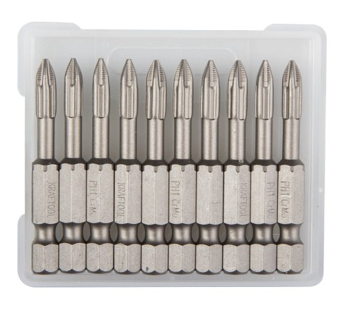 Optimum Line Биты, PH1, 50 мм, тип хвостовика E 1/4", 10 шт в блистере, KRAFTOOL [26122-1-50-10]