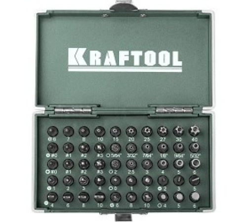 KRAFTOOL Набор Биты "EXPERT" "X-Drive", кованые, торсионные, Cr-Mo, система насечек "NSS", 50 предмета, в боксе [26065-H50]