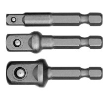 STAYER Набор MASTER "MAXFIX": Адаптеры для торцовых головок, сталь 40Cr, 3 предмета E1/4-1/4", E1/4-3/8", E1/4-1/2", 50 мм [26656-H3]