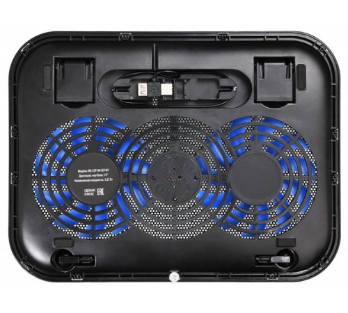 Подставка для ноутбука Buro BU-LCP140-B214H 14"338x255x22мм 1xUSB 2x 140ммFAN 480г металлическая сетка/пластик черный