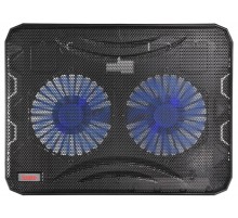 Подставка для ноутбука Buro BU-LCP156-B214 15.6"358x270x21мм 1xUSB 2x 140ммFAN 597г металлическая сетка/пластик черный