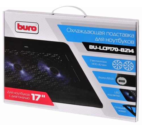 Подставка для ноутбука Buro BU-LCP170-B214 17"398x300x29мм 2xUSB 2x 140ммFAN 926г металлическая сетка/пластик черный Подставка для ноутбука Buro BU-LCP170-B214 17"398x300x29мм 2xUSB 2x 140ммFAN 926г металлическая сетка/пластик черный