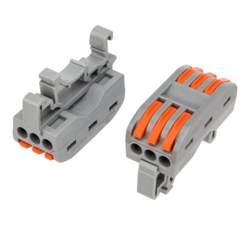 Rexant 07-5238 Клемма СМК 222-423D проходная 3-полюсная, с креплением на DIN-рейку (0,08-4 мм?) серая (50 шт./уп.) Rexant 07-5238 Клемма СМК 222-423D проходная 3-полюсная, с креплением на DIN-рейку (0,08-4 мм?) серая (50 шт./уп.)