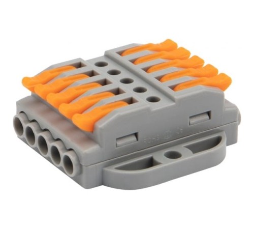 Rexant 07-6265 Клемма СМК 222-425P проходная 5 полюсов, с монтажной площадкой (0,08-4 мм?), серая (20 шт./уп.) Rexant 07-6265 Клемма СМК 222-425P проходная 5 полюсов, с монтажной площадкой (0,08-4 мм?), серая (20 шт./уп.)