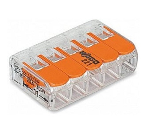 Wago 221-415 Клемма компактная 5х(0,2-2,5 кв.мм) (1 шт) Wago 221-415 Клемма компактная 5х(0,2-2,5 кв.мм) (1 шт)