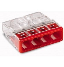 Wago 2273-244 Клемма 4-проводная (0,5-2,5 кв.мм) с пастой красная (1 шт)