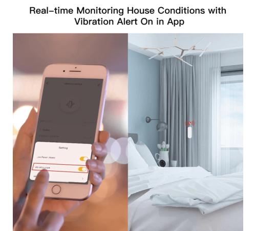 Датчик вибрации MOES Vibration Sensor ZSS-Z-VBR, Zigbee, AAA 2шт х 1.5 V