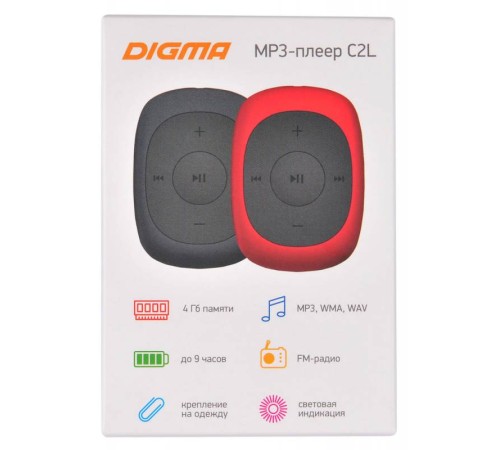 Плеер Flash Digma C2L 4Gb серый/FM/clip Плеер Flash Digma C2L 4Gb серый/FM/clip