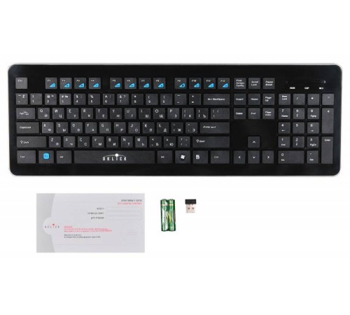 Клавиатура Оклик 870S черный USB беспроводная slim Multimedia