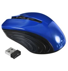 Мышь Оклик 545MW черный/синий оптическая (1600dpi) беспроводная USB (3but)