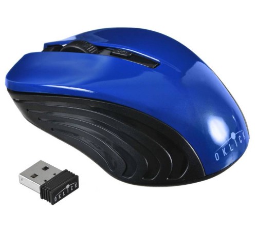 Мышь Оклик 545MW черный/синий оптическая (1600dpi) беспроводная USB (3but)