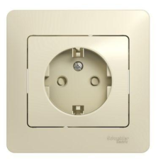 Systeme electric GSL000244 GLOSSA РОЗЕТКА с заземлением со шторками, 16А, в сборе, БЕЖЕВЫЙ
