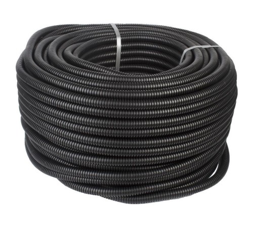 EKF tpnd-20-t Труба ПНД гибкая гофр. d 20мм, тяжёлая с протяжкой, 100м, цвет черный (бухта 100 м)