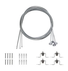 Rexant 606-301 Комплект подвесных крепежей для светодиодных панелей № 1 (Трос длиной 1 м - 4 шт.; Винт самонарезающий 4х25 - 8 шт.; Дюбель пластмассовый 6х30 - 8 шт.; Кронштейн 16х16х16 мм - 4 шт., Кр