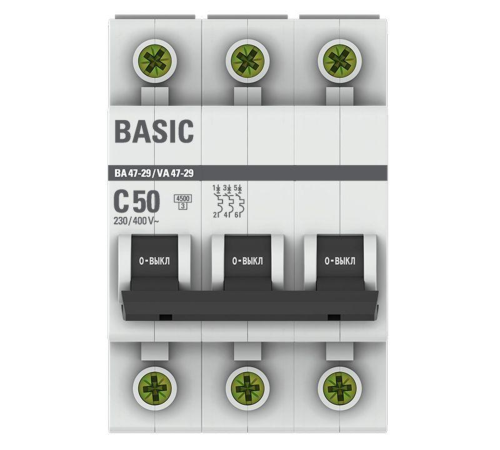 EKF mcb4729-3-50C Автоматический выключатель 3P 50А (C) 4,5кА ВА 47-29 EKF Basic EKF mcb4729-3-50C Автоматический выключатель 3P 50А (C) 4,5кА ВА 47-29 EKF Basic