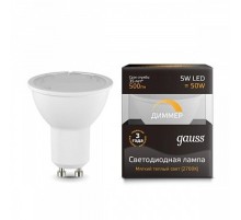 GAUSS 101506105-D Светодиодная лампа LED MR16 GU10-dim 5W 500lm 3000K  диммируемая 1/10/100