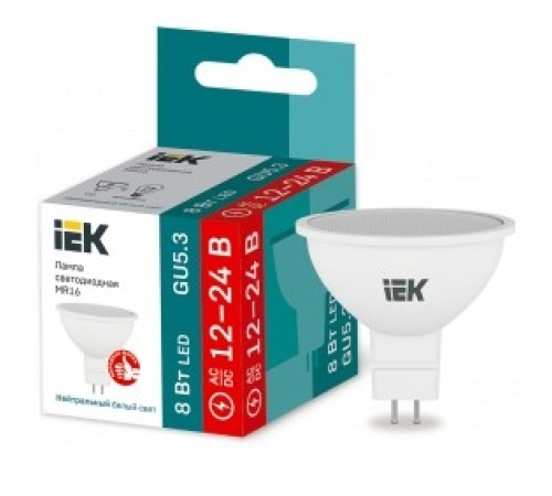 Iek LLE-MR16-08-12-24-40-GU5 Лампа LED MR16 софит 8Вт 12-24В 4000К GU5,3 Iek LLE-MR16-08-12-24-40-GU5 Лампа LED MR16 софит 8Вт 12-24В 4000К GU5,3