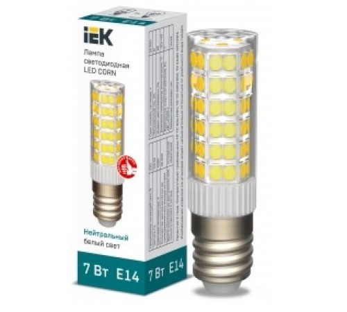 Iek LLE-CORN-7-230-40-E14 Лампа LED CORN капсула 7Вт 230В 4000К керамика E14 Iek LLE-CORN-7-230-40-E14 Лампа LED CORN капсула 7Вт 230В 4000К керамика E14