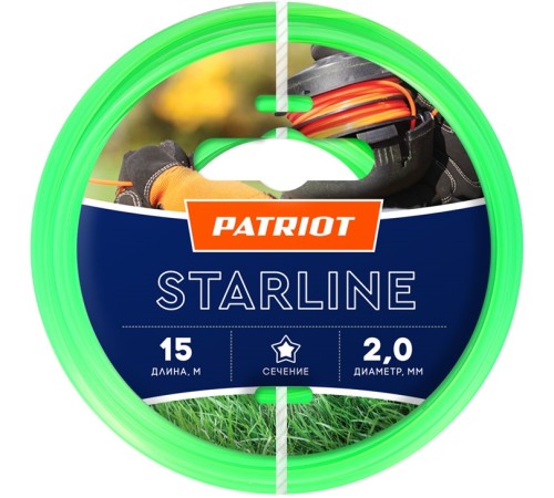 Леска для садовых триммеров Patriot Starline d=2мм L=15м (805201056)