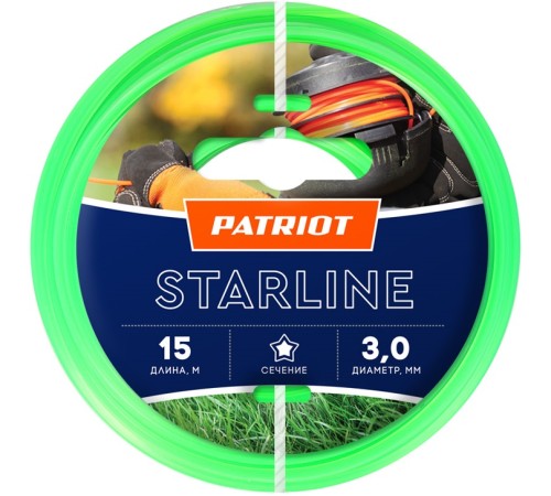 Леска для садовых триммеров Patriot Starline d=3.0мм L=15м (805201066)