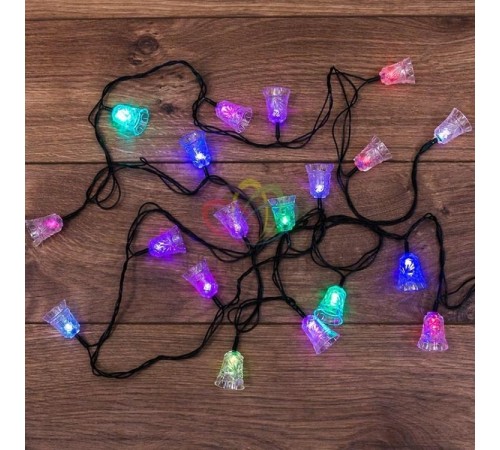 NEON-NIGHT 303-062  Гирлянда светодиодная "Колокольчики" 20 LED RGB 2,8 метра