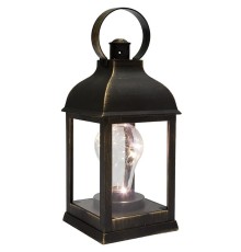 Neon-night 513-053 Декоративный фонарь с лампочкой, бронзовый корпус, размер 10.5х10.5х22,5 см, цвет ТЕПЛЫЙ БЕЛЫЙ