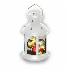 Neon-night 513-062 Декоративный фонарь с шариками 12х12х20,6 см, белый корпус, теплый белый цвет свечения