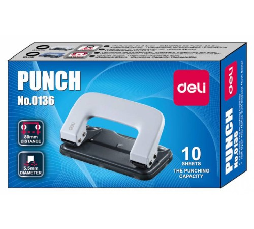 Дырокол Deli E0136 макс.:10лист. металл ассорти отв.:2