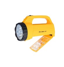 Ultraflash LED3819CSM  (фонарь акку. 220В  желт., 9LED +12SMD LED, 2 реж, SLA, плас., коробка)