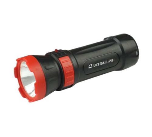 Ultraflash LED3849   (фонарь аккум.220В, черный, 1 LED, 2 реж.,SLA, пластик, коробка)