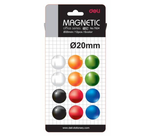 Магнит Deli E7824 для досок ассорти d20мм круглый (упак.:12шт)