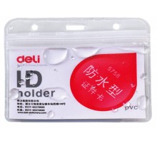 Бейдж для пропуска Deli E5758 100х80мм горизонтальный без крепления ПВХ прозрачный (упак.:10шт)