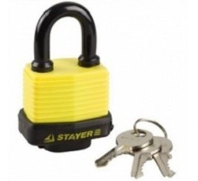 STAYER Замок "MASTER" навесной, всепогодный, пластиковая защита корпуса, с закаленной дужкой,на карточке, 60мм [37140-50]