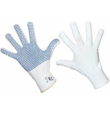 REXANT (09-0260) Перчатки нейлоновые с частичным покрытием ладони и пальцев «Точка» ПВХ белые