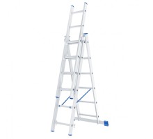 СИБРТЕХ Лестница, 3 х 6 ступеней, алюминиевая, трехсекционная, Россия [97816]