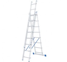 СИБРТЕХ Лестница, 3 х 8 ступеней, алюминиевая, трехсекционная, Россия [97818]