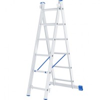 СИБРТЕХ Лестница, 2 х 6 ступеней, алюминиевая, двухсекционная, Россия [97906]