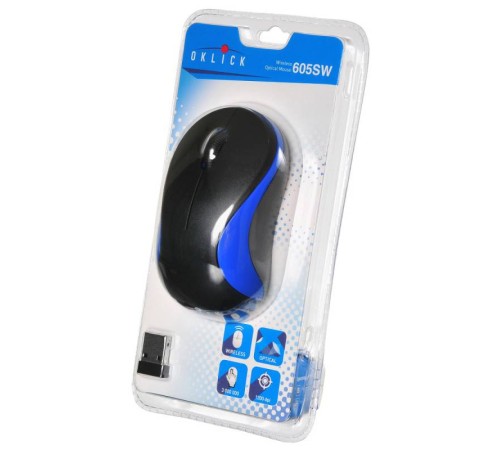 Мышь Оклик 605SW черный/синий оптическая (1200dpi) беспроводная USB (3but) Мышь Оклик 605SW черный/синий оптическая (1200dpi) беспроводная USB (3but)