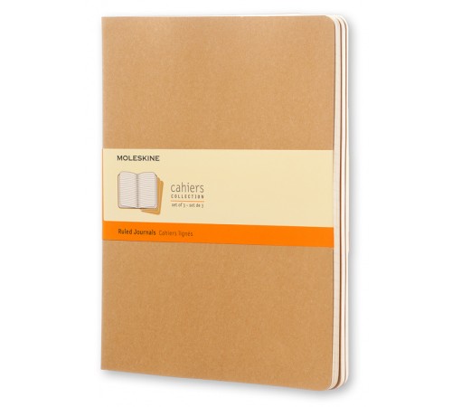 Блокнот Moleskine CAHIER JOURNAL QP421 XLarge 190х250мм обложка картон 120стр. линейка бежевый (3шт)
