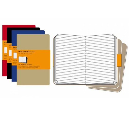 Блокнот Moleskine CAHIER JOURNAL QP421 XLarge 190х250мм обложка картон 120стр. линейка бежевый (3шт)