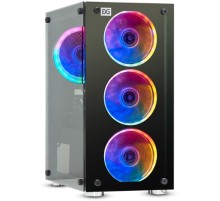Exegate EX294480RUS Корпус Minitower  Mistery X2-NPX400 (mATX, БП 400NPX с вент. 12 см, 2*USB+1*USB3.0, аудио, черный, 4 вент. 12см с RGB подсветкой, боковая панель - закаленное стекло)