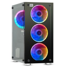 Exegate EX294481RUS Корпус Minitower  Mistery X2-NPX450 (mATX, БП 450NPX с вент. 12 см, 2*USB+1*USB3.0, аудио, черный, 4 вент. 12см с RGB подсветкой, боковая панель - закаленное стекло)