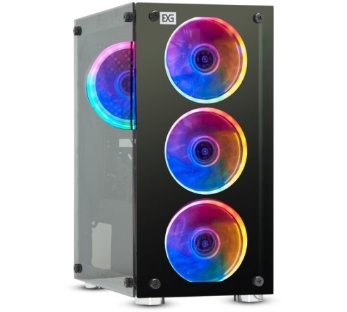 Exegate EX294483RUS Корпус Minitower  Mistery X2-NPX600 (mATX, БП 600NPX с вент. 12 см, 2*USB+1*USB3.0, аудио, черный, 4 вент. 12см с RGB подсветкой, боковая панель - закаленное стекло)