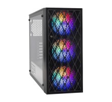 Корпус Miditower ExeGate EVO-8243-NPX700 (ATX, БП 700NPX с вент 12 см, 2*USB+1*USB3.0, черный, 3 вент. с RGB подсветкой, боковая панель - закаленное стекло)