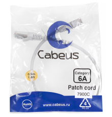 Патч-корд s/ftp, категория 6а (10g), 2xrj45/8p8c, серый, lszh, 0.5м Cabeus PC-SSTP-RJ45-Cat.6a-0.5m-LSZH Патч-корд S/FTP, категория 6а (10G), 2xRJ45/8p8c, экранированный, серый, LSZH, 0.5м (PC-SSTP-RJ45-Cat.6a-0.5m-LSZH)