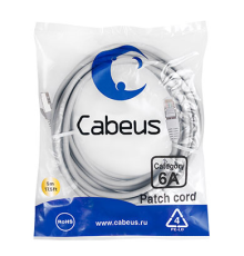 Патч-корд s/ftp, категория 6а (10g), 2xrj45/8p8c, серый, lszh, 5м Cabeus PC-SSTP-RJ45-Cat.6a-5m-LSZH Патч-корд S/FTP, категория 6а (10G), 2xRJ45/8p8c, экранированный, серый, LSZH, 5м (PC-SSTP-RJ45-Cat.6a-5m-LSZH)