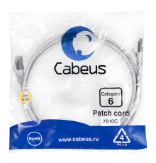 Патч корд Cabeus PC-FTP-RJ45-Cat.6-2m-LSZH Патч-корд F/UTP, категория 6, 2xRJ45/8p8c, экранированный, серый, LSZH, 2м (PC-FTP-RJ45-Cat.6-2m-LSZH)